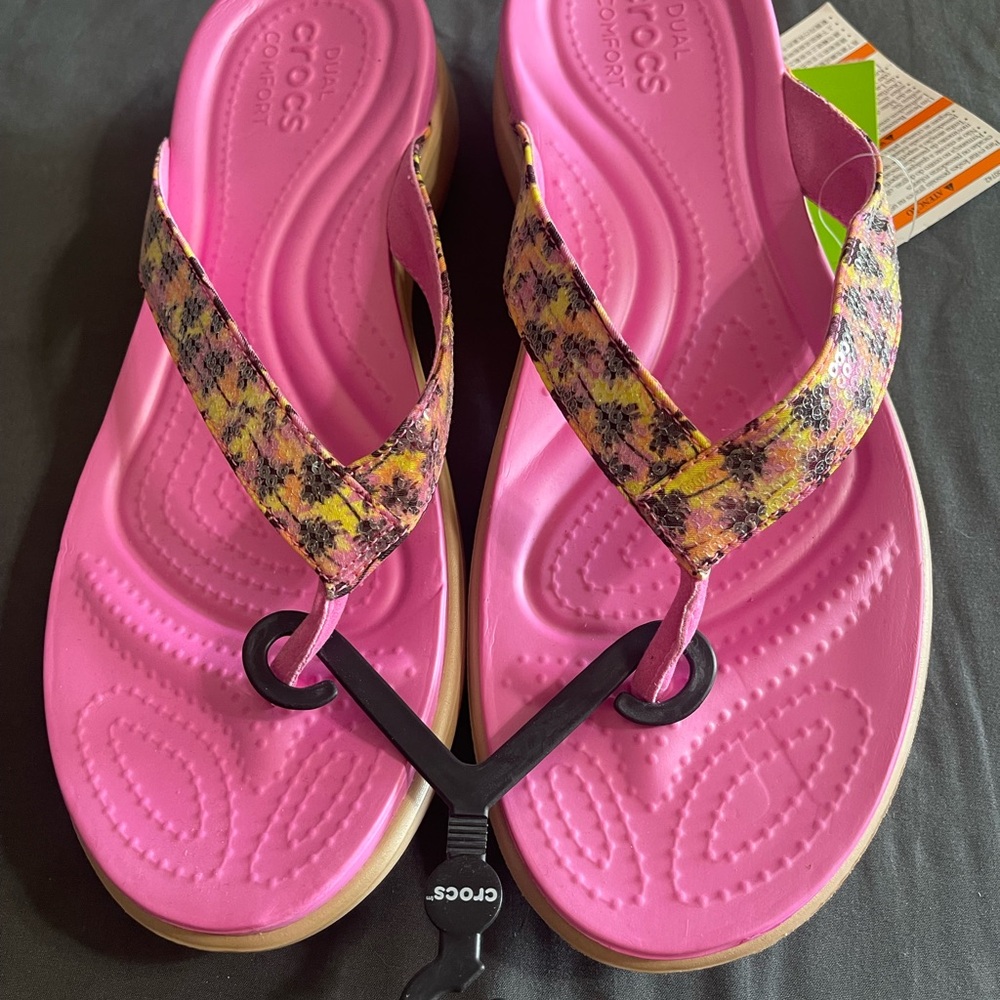 Brand New with tags Crocs sequined flip flops